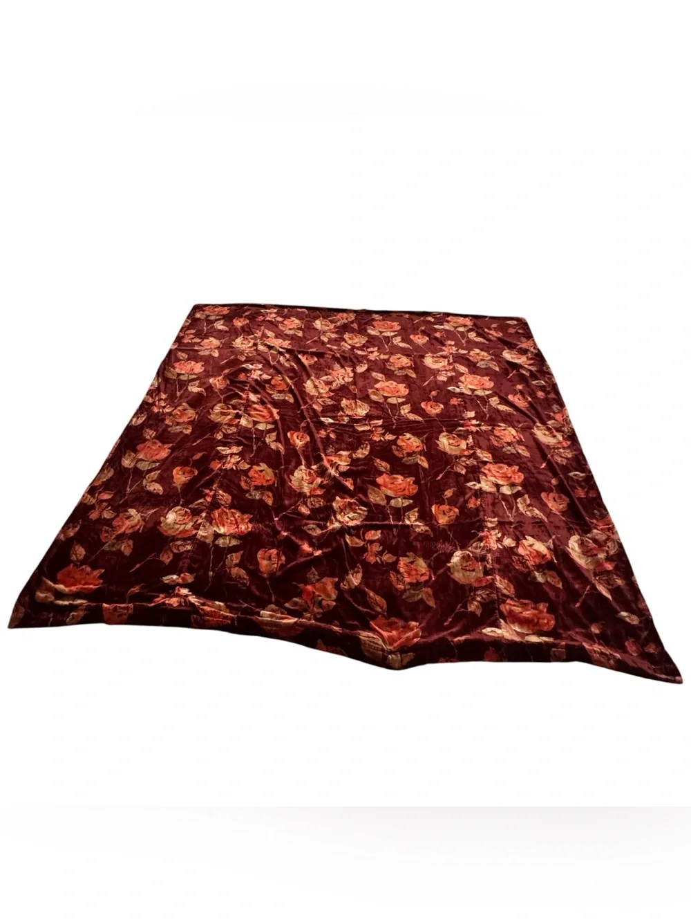 Pottery Barn Crushed Velvet Roses Full Duvet Cover & Standard Sham Set 3 Piece